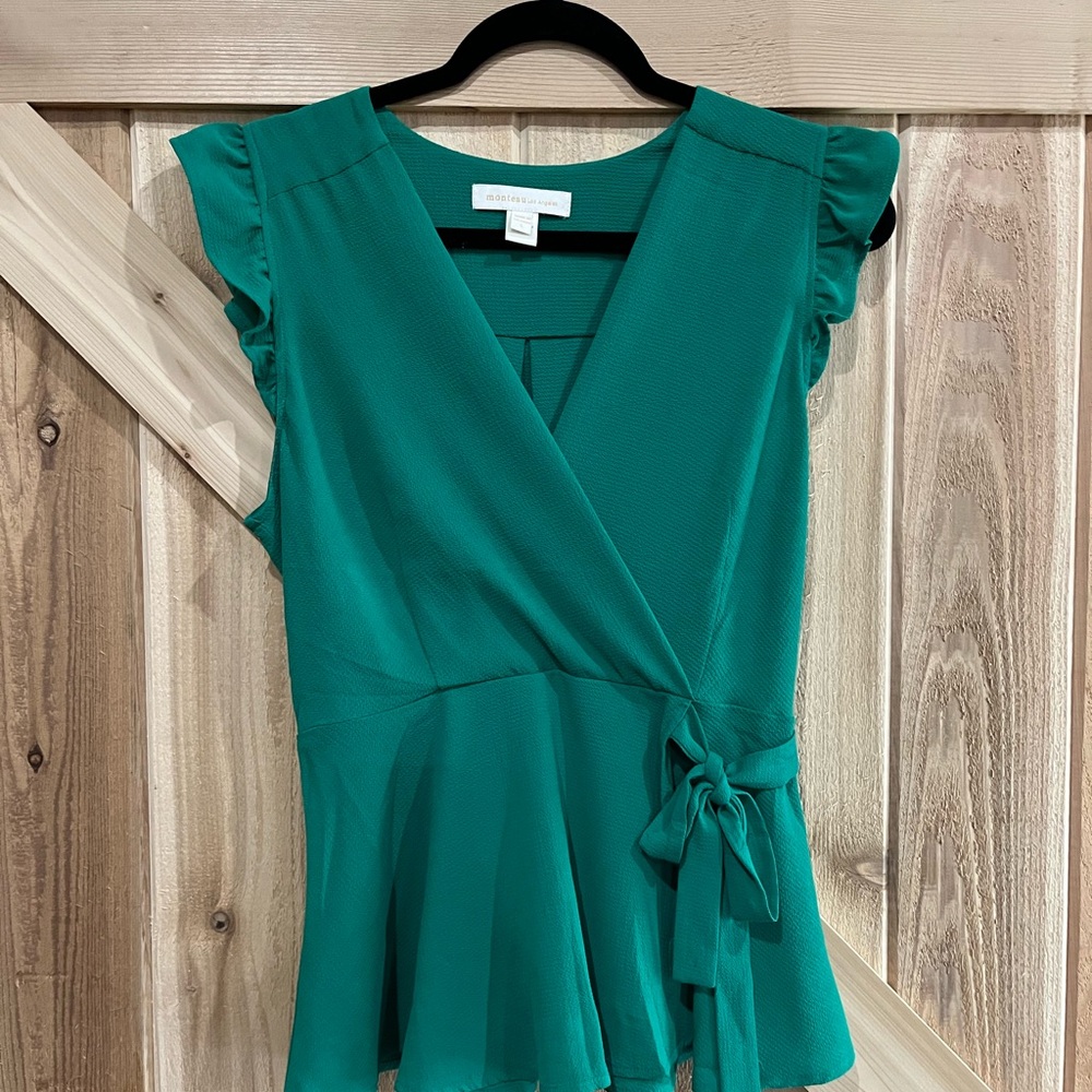Ruffle Sleeve Wrap Blouse